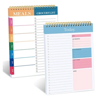 2 Bucata Lista Notepad, Notebook Planificator Așa Cum Se Arată Hârtie Planificator Săptămânal Sarcina De Zi Cu Zi Pad Productivitatea Notă Organizator