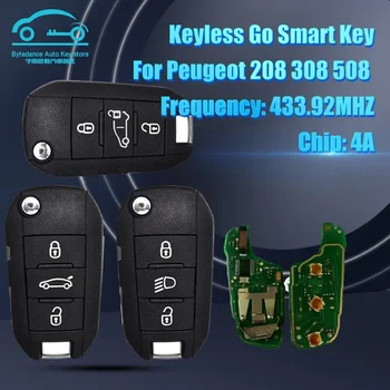Mașina inteligentă de la Distanță Cheie Pentru Peugeot 208 2008 308 508 HUF8435 Citroen C3 C4 C5 4A AES Chip 433.92 FSK Înlocuire Flip Smart Control