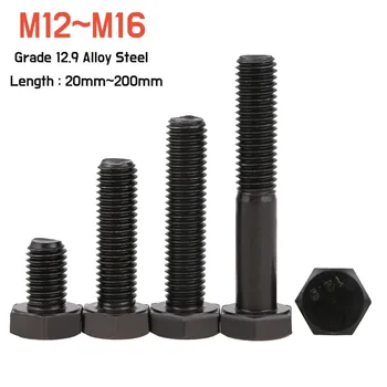Clasa 12.9 Înaltă Rezistență din Aliaj de Oțel în Afara Cap Hexagonal Șurub M12 M14 M16 Prelungit Externe Șuruburi cu Cap Hexagonal DIN933 L=20~200mm