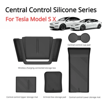 Centrală de Control Silicon Cutie de Depozitare pentru Tesla Model S X Taxa radio Cotiera Cutie Cana de Stocare Tampoane de Protecție Accesorii Auto