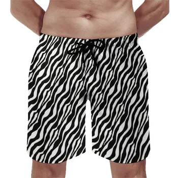 Pantaloni Scurți de bord Zebra Dungi Plaja Hawaii Trunchiuri Alb-Negru de sex Masculin Rapidă Funcționare Uscată de Înaltă Calitate Supradimensionat Plaja cu Pantaloni scurti