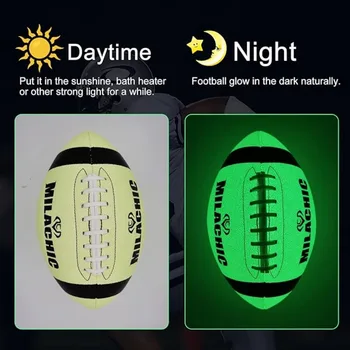 Fluorescent Verde Stralucitoare Rugby Reflectorizante Din Piele Material Non-Alunecare De Suprafață Reflectorizantă De Rugby Din Cauciuc Căptușeală Interioară