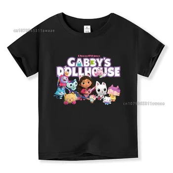 Copii T-shirt Băiat Fată Înaltă Calitate din Bumbac Tricou Desene animate Gabby Casa Papusa Print Tee Anime de Vară pentru Copii Haine cu Maneci Scurte