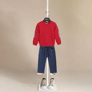 Copiii Tricoul Roșu Seturi de Fete Băieți Fete pentru Copii Haine de Moda pentru Copii Îmbrăcăminte de Sport Costume de Haine 2 buc Copilul Pantaloni de Cowboy