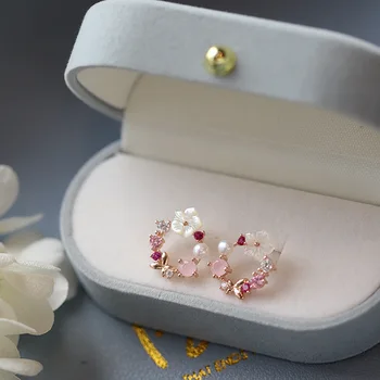 Noi coreean Gol Floare Pearl Cercei Dulce Moda Elegant Simplu Cercei Mici Bijuterii pentru Femei