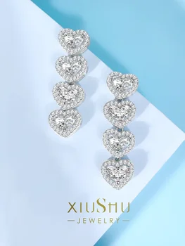 La modă și Versatil Argint 925 Dragoste Cercei cu emisii Ridicate de Carbon Diamant de Nișă, Design, Lux Lumina de Logodna Bijuterii