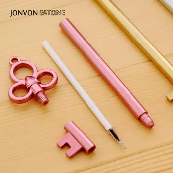 Jonvon Satone 12buc kawaii papetărie Creativă Papetărie Pen Pix cu Gel Retro Cheie de Aur Negru Pixuri de birou și rechizite școlare