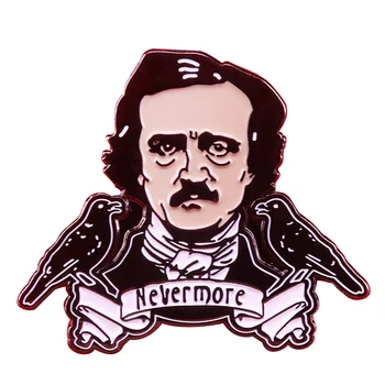 Edgar Allan Poe Email Pin Corbul Nevermore Brosa literatura gotică Insigna Nebunia Bijuterii
