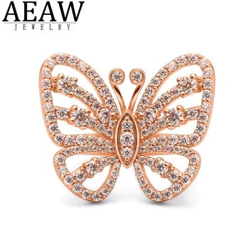 AEAW Aur de 14K DF Culoare Tăiat Rotund Moissanite Inele de Fluture pentru Femei Nunta Logodna Parte de Cadouri în Fine Bijuterii Noi