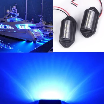 2 buc LED-uri Albastre de Înmatriculare Ușa Lumină de control rezistent la apa Puntea Pupa Tronsonul Lampa pentru Motocicleta, Barca, Masina camion remorca 12V-24V