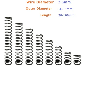 2 buc de Primăvară din oțel arc de compresiune Sârmă cu Diametrul de 2.5 mm, Diametru Exterior 34-36 mm, Lungime 20-100mm