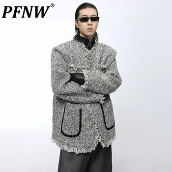 PFNW Margine Prime Jachete Barbati coreean Fahsion Nișă Design Rupt de sex Masculin Haine Vintage Bluze Casual 2023 Iarna Styllish Noi 28W2278